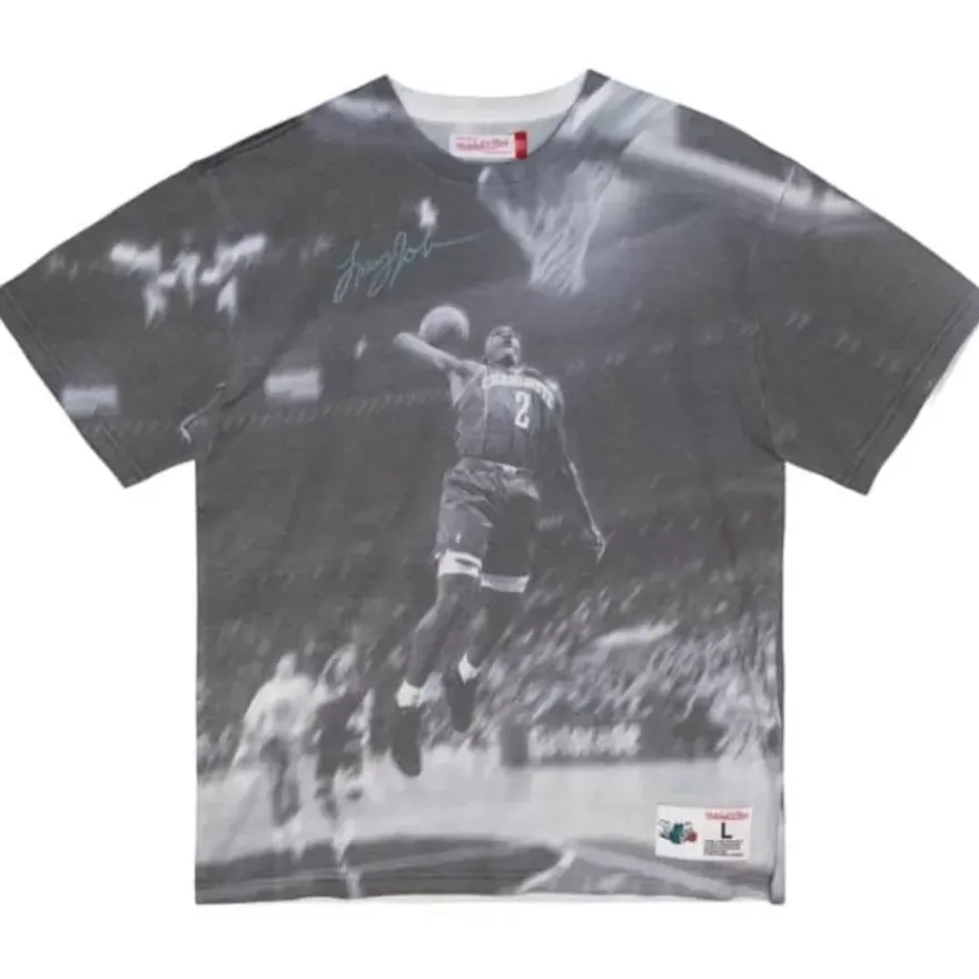 Mitchell & Ness T-Shirts & Tops-Above The Rim Sublimated Ss Tee Charlotte Hornets Larry Johnson