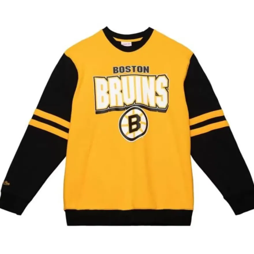 Mitchell & Ness Hoodies & Sweatshirts-All Over Crew 2.0 Boston Bruins