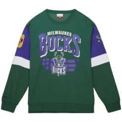 Mitchell & Ness Hoodies & Sweatshirts-All Over Crew 3.0 Milwaukee Bucks