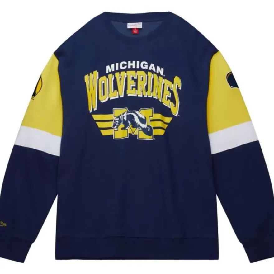 Mitchell & Ness Hoodies & Sweatshirts-All Over Crew 3.0 University Of Michigan