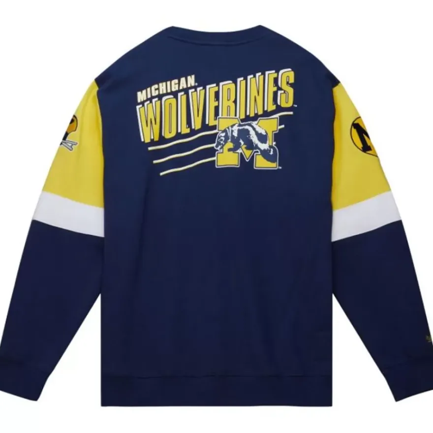 Mitchell & Ness Hoodies & Sweatshirts-All Over Crew 3.0 University Of Michigan