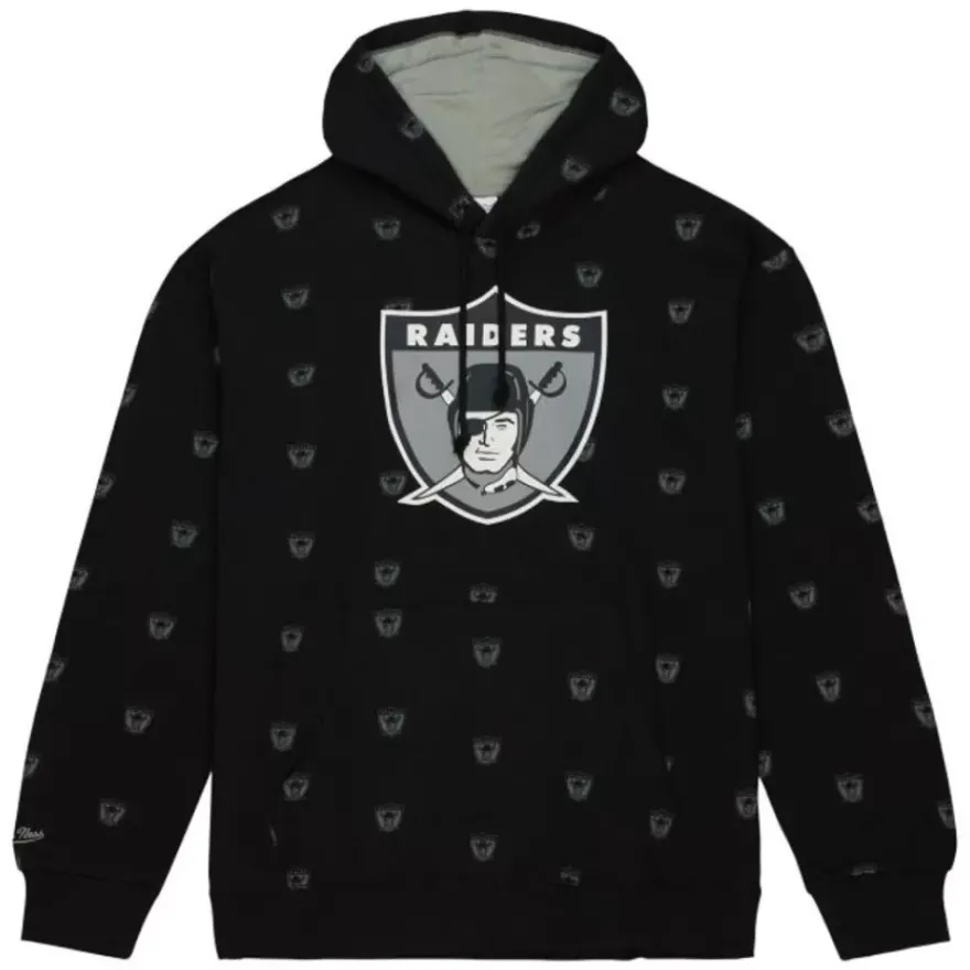 Mitchell & Ness Hoodies & Sweatshirts-Aop Fleece Hoodie Oakland Raiders
