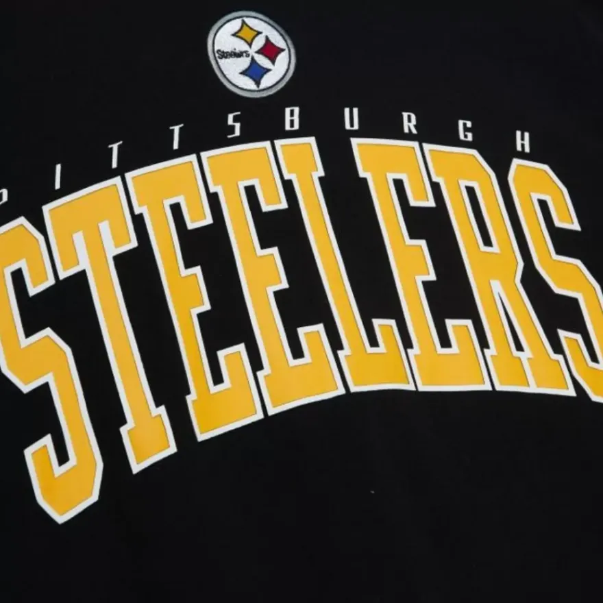 Mitchell & Ness Hoodies & Sweatshirts-Arch Team Crew Pittsburgh Steelers
