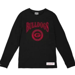 Mitchell & Ness T-Shirts & Tops-Arched Logo Lockup Slub Ls Tee University Of Georgia