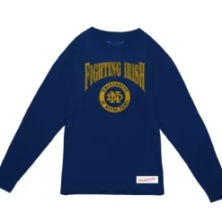 Mitchell & Ness T-Shirts & Tops-Arched Logo Lockup Slub Ls Tee University Of Notre Dame