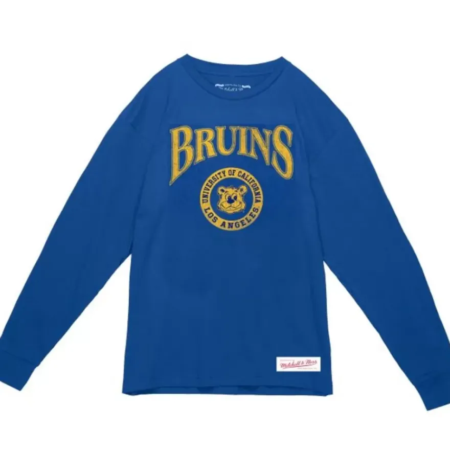 Mitchell & Ness T-Shirts & Tops-Arched Logo Lockup Slub Ls Tee Ucla