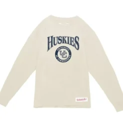 Mitchell & Ness T-Shirts & Tops-Arched Logo Lockup Slub Ls Tee University Of Connecticut