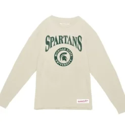 Mitchell & Ness T-Shirts & Tops-Arched Logo Lockup Slub Ls Tee Michigan State University