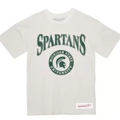 Mitchell & Ness T-Shirts & Tops-Arched Logo Lockup Slub Tee Michigan State University
