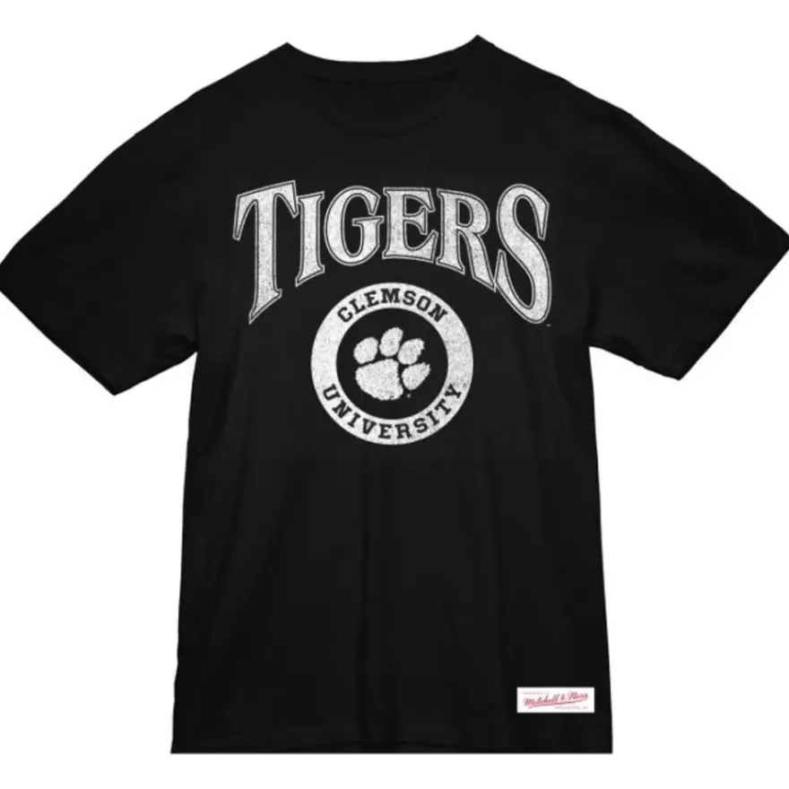 Mitchell & Ness T-Shirts & Tops-Arched Logo Lockup Slub Tee Clemson University