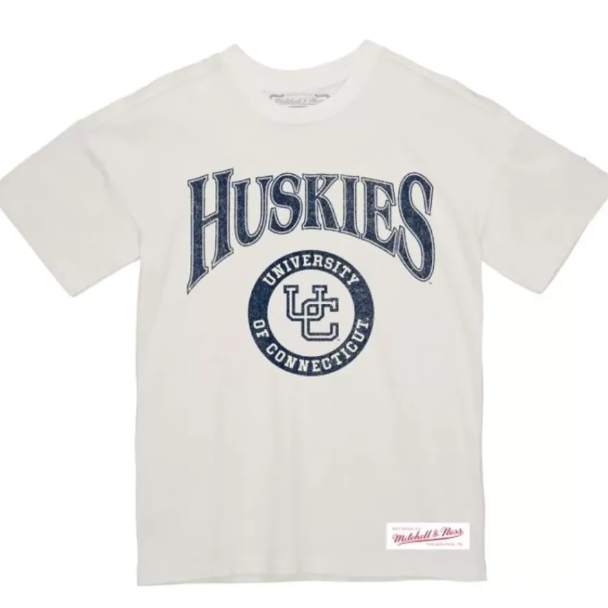 Mitchell & Ness T-Shirts & Tops-Arched Logo Lockup Slub Tee University Of Connecticut