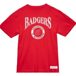 Mitchell & Ness T-Shirts & Tops-Arched Logo Lockup Slub Tee University Of Wisconsin - Madison