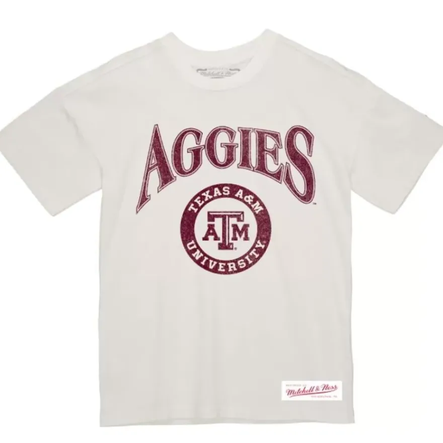 Mitchell & Ness T-Shirts & Tops-Arched Logo Lockup Slub Tee Texas A&M University