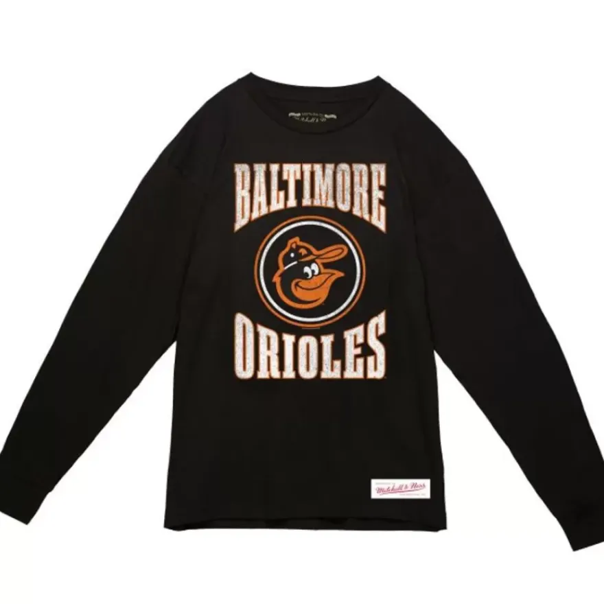Mitchell & Ness T-Shirts & Tops-Arched Logo Slub Ls Tee Baltimore Orioles