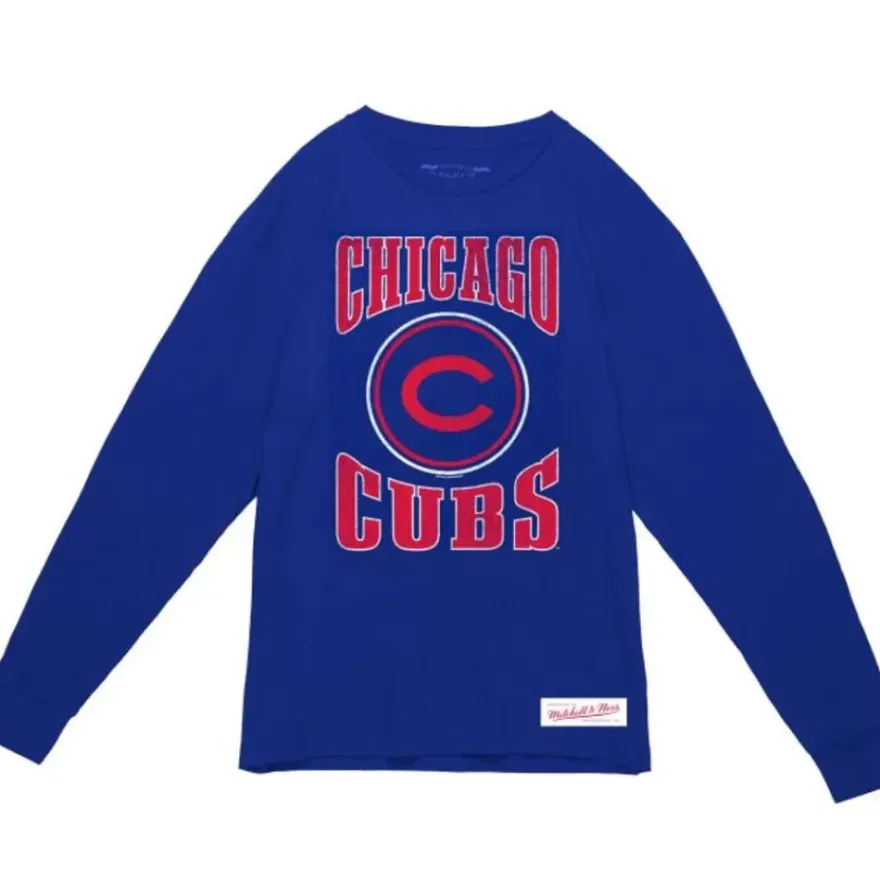 Mitchell & Ness T-Shirts & Tops-Arched Logo Slub Ls Tee Chicago Cubs