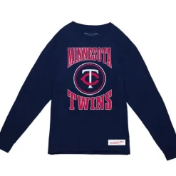 Mitchell & Ness T-Shirts & Tops-Arched Logo Slub Ls Tee Minnesota Twins