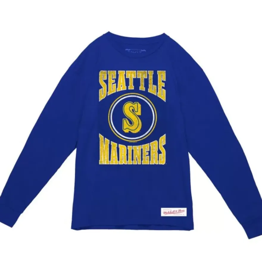 Mitchell & Ness T-Shirts & Tops-Arched Logo Slub Ls Tee Seattle Mariners