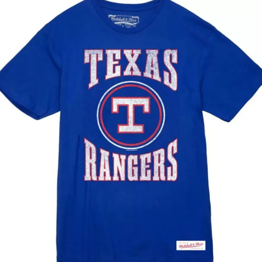 Mitchell & Ness T-Shirts & Tops-Arched Logo Slub Tee Texas Rangers