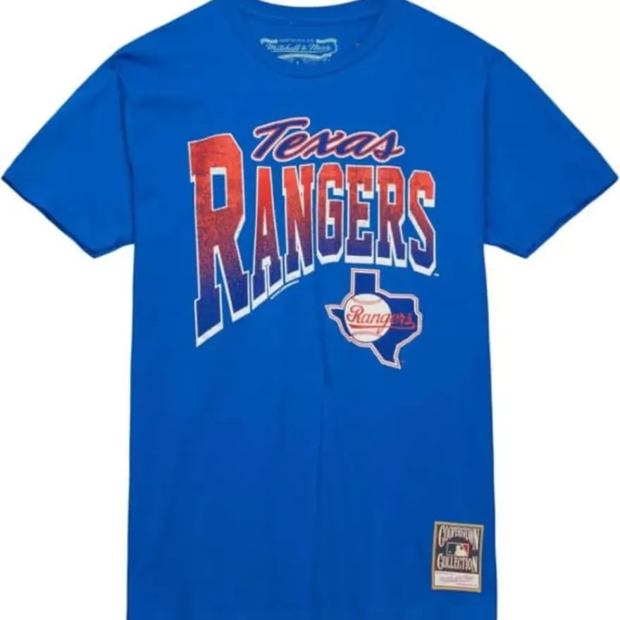 Mitchell & Ness T-Shirts & Tops-Arched Vintage Logo Tee Texas Rangers
