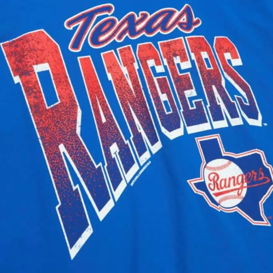Mitchell & Ness T-Shirts & Tops-Arched Vintage Logo Tee Texas Rangers