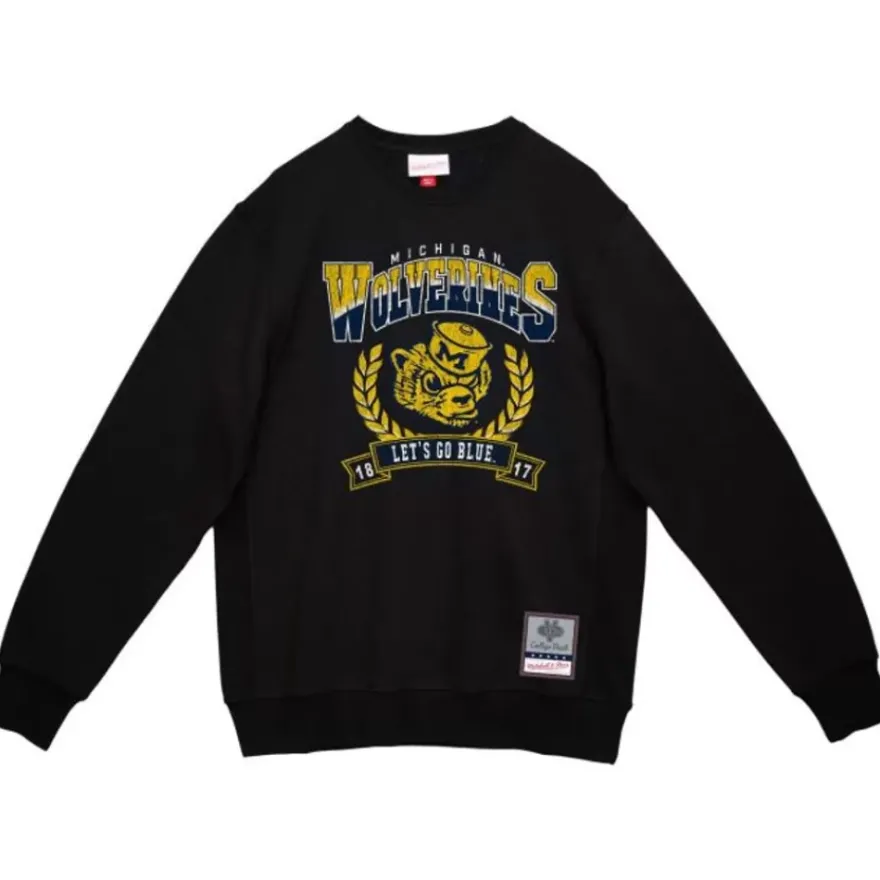Mitchell & Ness Hoodies & Sweatshirts-Baseline Crew University Of Michigan