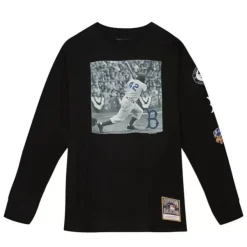 Mitchell & Ness T-Shirts & Tops-Batter Up Ls Tee Brooklyn Dodgers Jackie Robinson