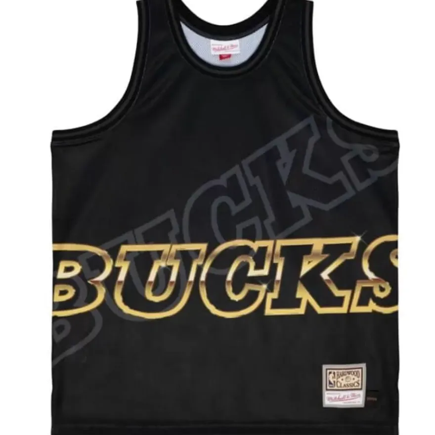Mitchell & Ness T-Shirts & Tops-Big Face 4.0 Fashion Tank Milwaukee Bucks