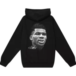 Mitchell & Ness Hoodies & Sweatshirts-Big Face B/W Pullover Players Association - Nba Giannis Antetokounmpo