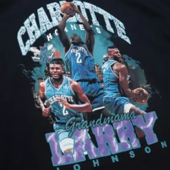 Mitchell & Ness T-Shirts & Tops-Bling Ss Tee Hwc Charlotte Hornets Larry Johnson