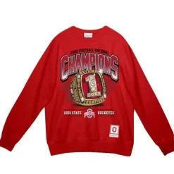 Mitchell & Ness Hoodies & Sweatshirts-Buckeye Ring Crew Ohio State