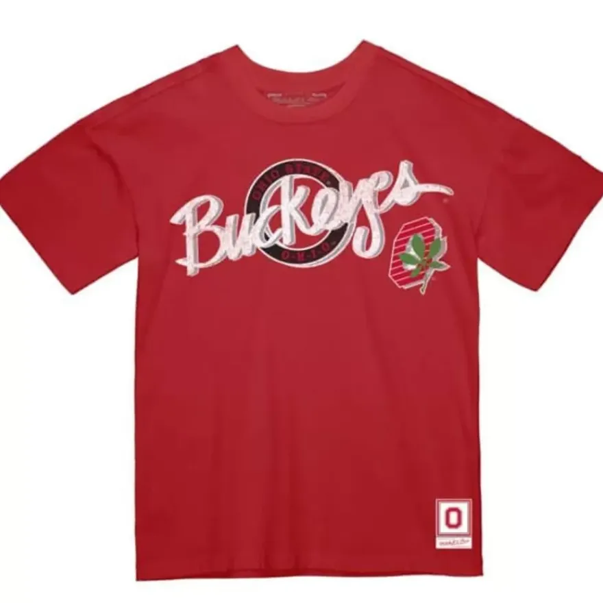 Mitchell & Ness T-Shirts & Tops-Buckeye Script Tee Ohio State
