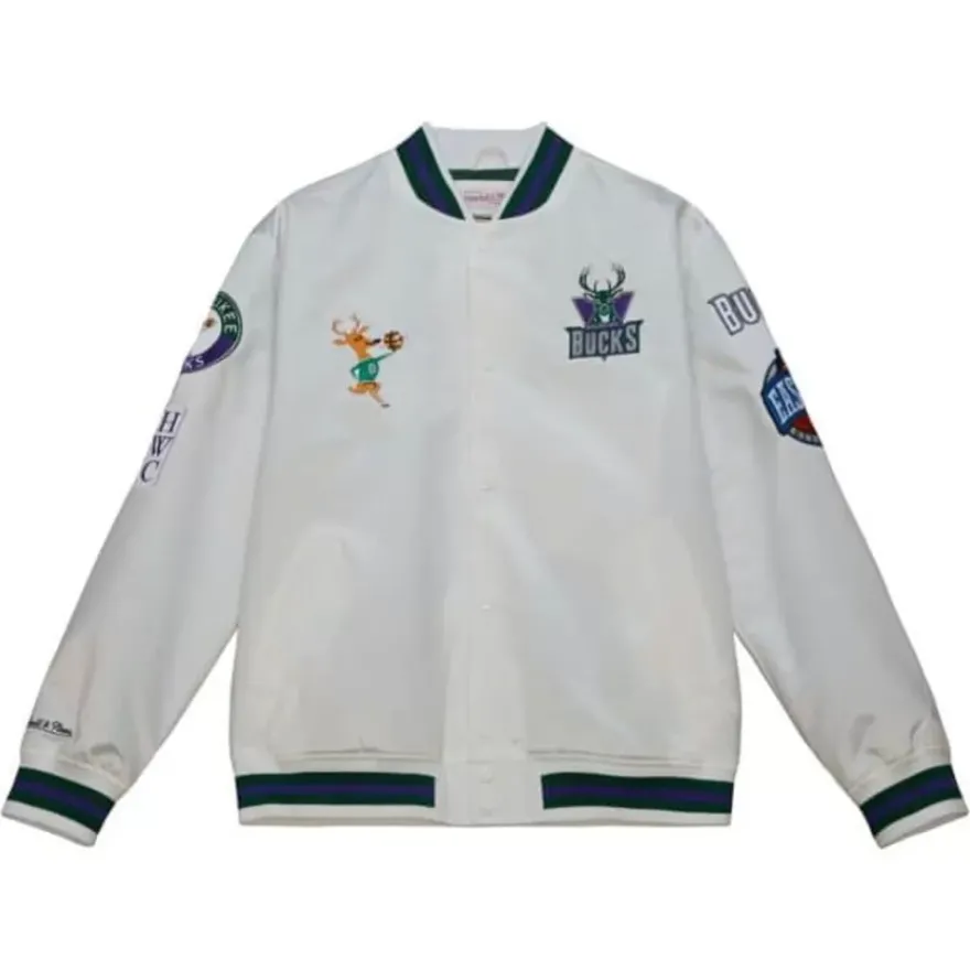 Mitchell & Ness Jackets & Outerwear-City Collection Lightweight Satin Jacket Milwaukee Bucks