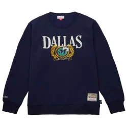 Mitchell & Ness Hoodies & Sweatshirts-Collegiate Crew Fleece Dallas Mavericks