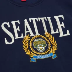 Mitchell & Ness Hoodies & Sweatshirts-Collegiate Crew Fleece Seattle Supersonics