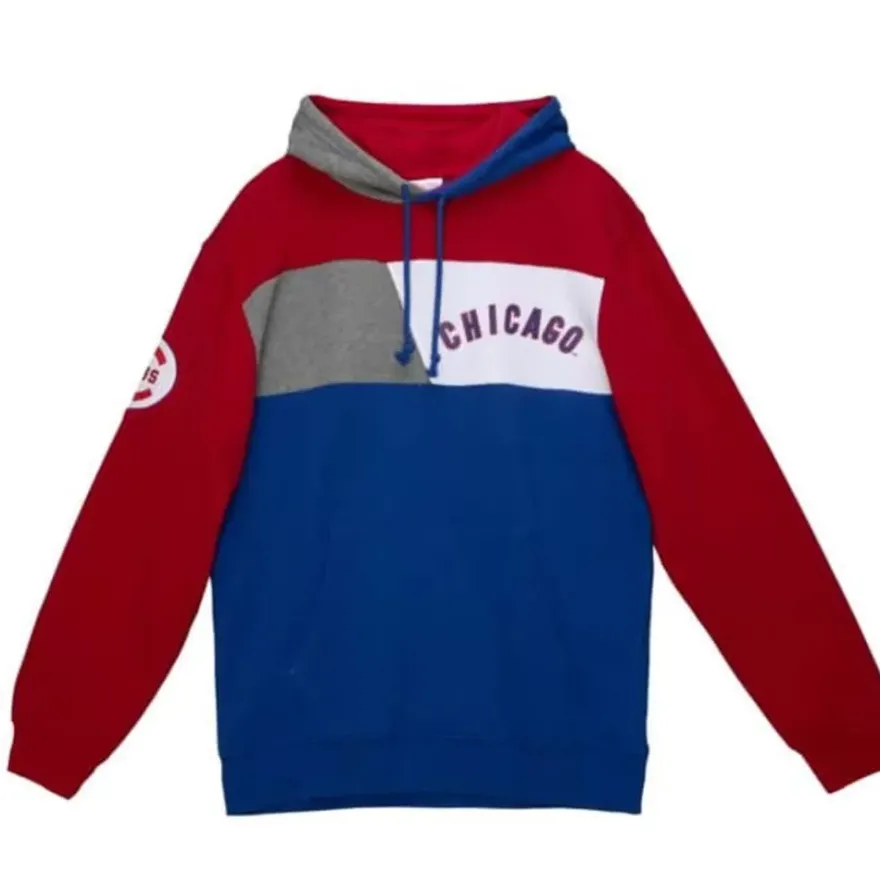 Mitchell & Ness Hoodies & Sweatshirts-Color Blocked Fleece Hoodie Chicago Cubs