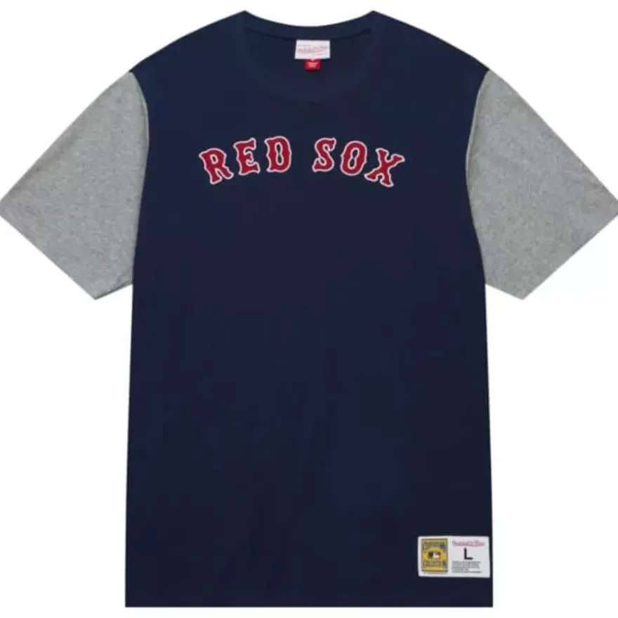 Mitchell & Ness T-Shirts & Tops-Color Blocked Ss Tee Boston Red Sox