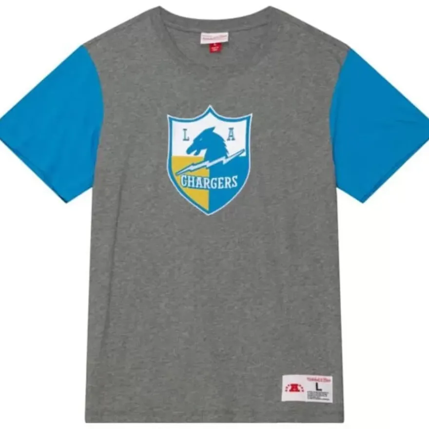 Mitchell & Ness T-Shirts & Tops-Color Blocked S/S Tee Los Angeles Chargers