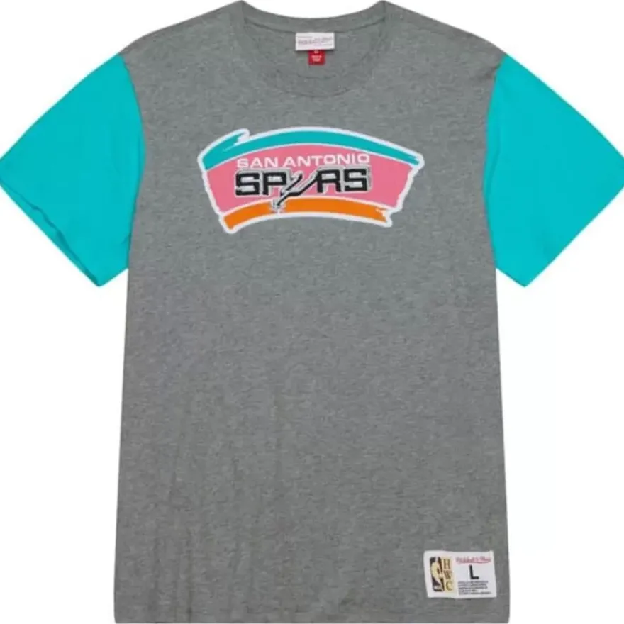 Mitchell & Ness T-Shirts & Tops-Color Blocked S/S Tee San Antonio Spurs
