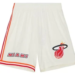 Mitchell & Ness Shorts-Cream Swingman Shorts Miami Heat 1996