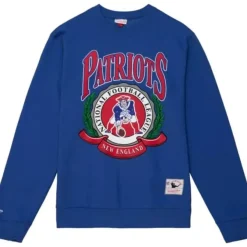 Mitchell & Ness Hoodies & Sweatshirts-Crest Crew New England Patriots