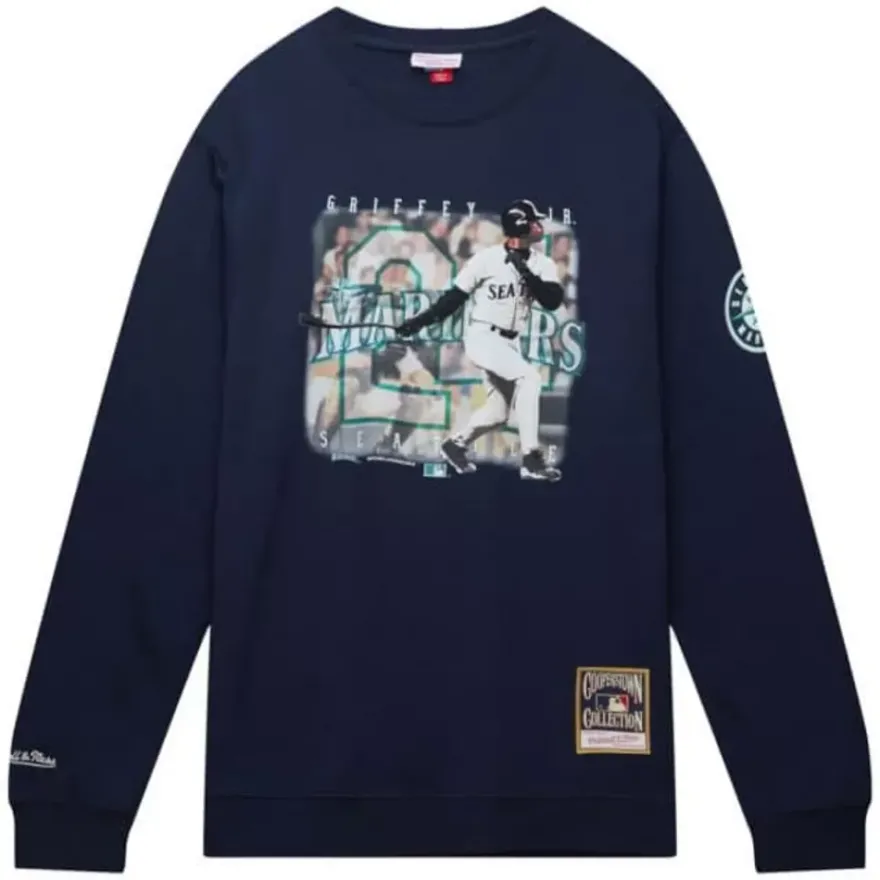 Mitchell & Ness Hoodies & Sweatshirts-Crew Seattle Mariners Ken Griffey Jr
