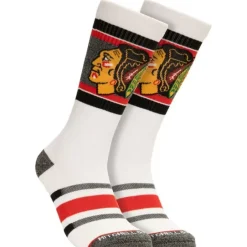 Mitchell & Ness Accessories-Cross Bar Crew Socks Chicago Blackhawks