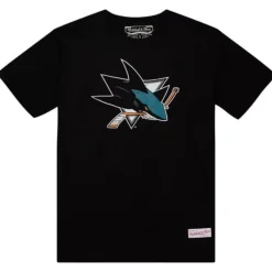 Mitchell & Ness T-Shirts & Tops-Distressed Basic Logo Tee San Jose Sharks