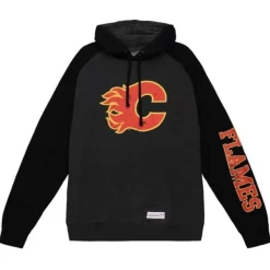 Mitchell & Ness Hoodies & Sweatshirts-Distressed Logo Hoody Calgary Flames