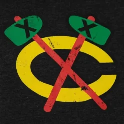 Mitchell & Ness Hoodies & Sweatshirts-Distressed Logo Hoody Chicago Blackhawks