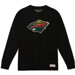 Mitchell & Ness T-Shirts & Tops-Distressed Logo Ls Tee Minnesota Wild