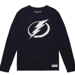 Mitchell & Ness T-Shirts & Tops-Distressed Logo Ls Tee Tampa Bay Lightning