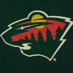 Mitchell & Ness T-Shirts & Tops-Distressed Logo Tee Minnesota Wild