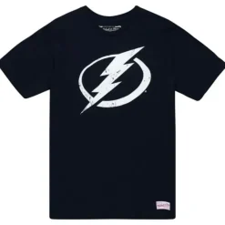 Mitchell & Ness T-Shirts & Tops-Distressed Logo Tee Tampa Bay Lightning