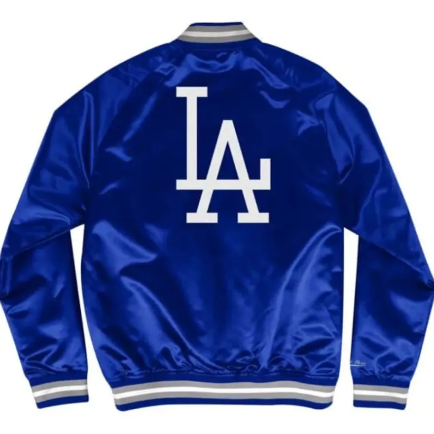 Mitchell & Ness Jackets & Outerwear-Double Clutch Lightweight Satin Jacket Los Angeles Dodgers
